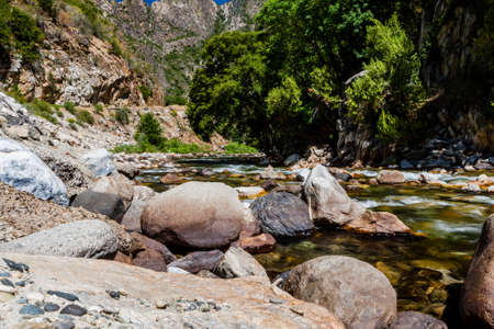 Redwood Creek at Kings Canyon Scenic Byway, Highway 180, Kings Canyon National Park, Southern Sierra Nevada, California, USA.の写真素材