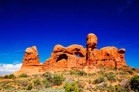 Arches National Park is a US National Park in eastern Utah, known for containing over 2,000 natural sandstone arches.の写真素材