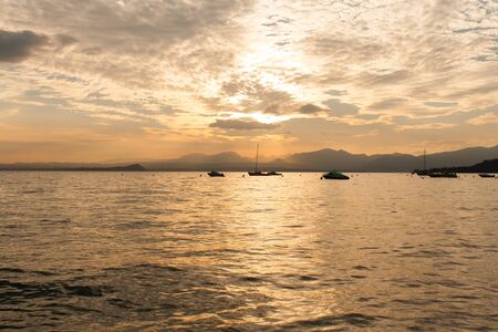 Sundown At Lake Gardaの写真素材