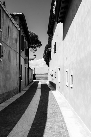 BW Alley In Cisano Lake Garda / Italyの写真素材