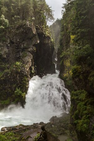 Waterfall In The Mountains Of South Tyrolの写真素材