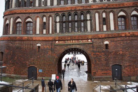 The famous Luebeck Holstentorのeditorial素材