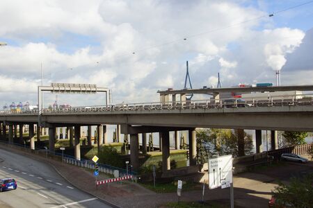 The Ko over the river Elbe in Hamburgの写真素材