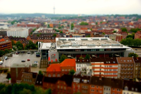Pictures made with tilt shift during the Kieler Woche from the Town Hall Tower の写真素材