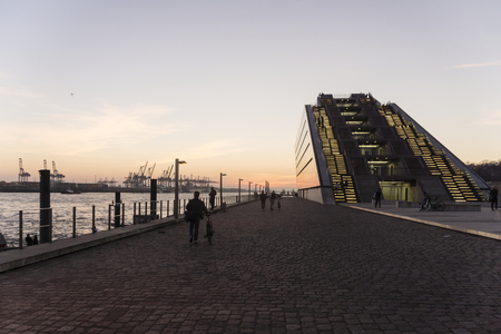 Sunset at the Docklands in Hamburg Altona Altstadt