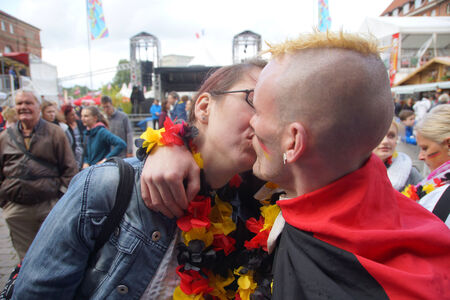 A couple of Germany Fans on the first Day of the Kieler Woche 2014のeditorial素材