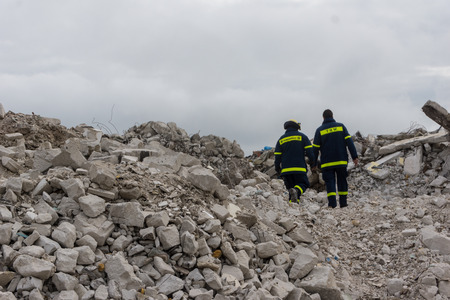 Ruins and forests site for training future rescue dogs at the Federal Agency for Technical Reliefのeditorial素材