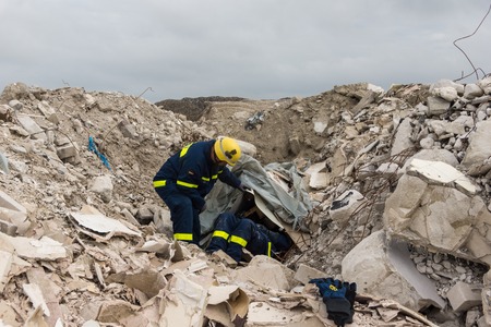 Ruins and forests site for training future rescue dogs at the Federal Agency for Technical Relief