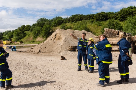 Ruins and forests as a training ground for future rescue dogs at the Federal Agency for Technical Reliefのeditorial素材