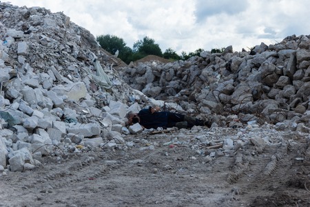Ruins and forests as a training ground for future rescue dogs at the Federal Agency for Technical Reliefのeditorial素材