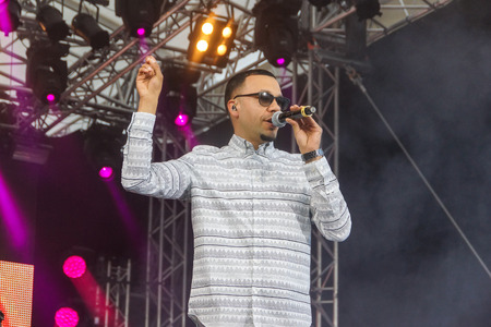 Kiel, Germany  29nd June, 2014  The artist Larsito, formaly Member of Culcha Candela, is performing on the NDR 2 Stage during the Kieler Woche 2014 のeditorial素材