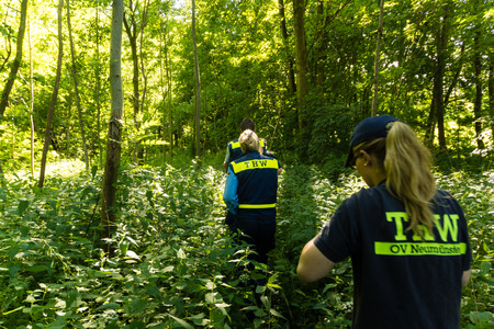 Ruins and forests as a training ground for future rescue dogs at the Federal Agency for Technical Reliefのeditorial素材