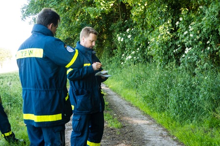 Ruins and forests site for training future rescue dogs at the Federal Agency for Technical Reliefのeditorial素材