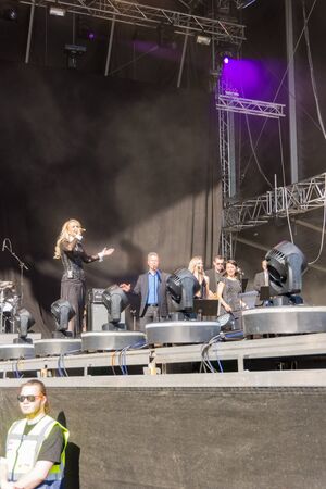 Kiel, Germany. 5th June, 2015. The musician Kristina Bach is performing at the christening of the TUI Ship "Mein Schiff 4"のeditorial素材