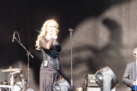 Kiel, Germany. 5th June, 2015. The musician Kristina Bach is performing at the christening of the TUI Ship "Mein Schiff 4"のeditorial素材