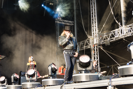 Kiel, Germany. 5th June, 2015. The band "Die Panikexperten - Tribute to Udo Lindenberg" is performing at the christening of the TUI Ship "Mein Schiff 4"のeditorial素材