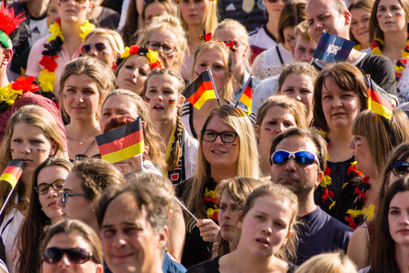 Kiel, Germany- June 21st  2016: Public Viewing of the Football Match North Ireland - Germany during the Kieler Week 2016のeditorial素材