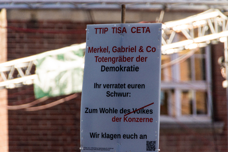 Kiel, Germany - June 18nd 2016: Impressions of the first Day of the Kieler Woche 2016 with the Grand Opening by the German vice-chancellor Sigmar Gabriel and a Demonstrationのeditorial素材