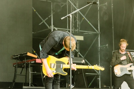 Kiel, Germany - June 19th 2016: The singersongwriter Joris  performs with his band on the HÃ¶rn stage during the Kieler Woche 2016のeditorial素材