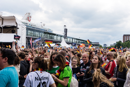 Kiel, Germany - June 26th 2016: Public Viewing of the Football Match Germany - Slovakia during the Kieler Week 2016のeditorial素材