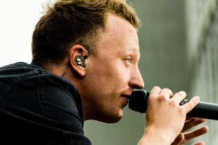 Kiel, Germany - June 19th 2016: The singersongwriter Joris  performs with his band on the HÃ¶rn stage during the Kieler Woche 2016のeditorial素材