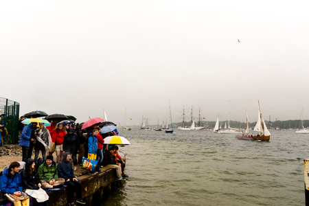 Kiel, Germany - June 25th 2016: Impressions of the Tall Ship Parade during the Kiel Week 2016のeditorial素材