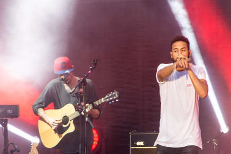Kiel, Germany - June 24th 2016: The musican Adesse  performs with his band on the HÃ¶rn stage during the Kieler Woche 2016のeditorial素材