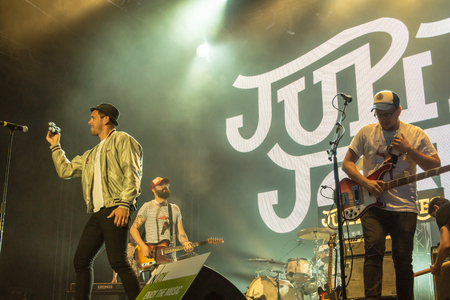 Kiel, Germany - June 24th 2016: The Band Jupiter Jones plays during the Kieler Week 2016のeditorial素材