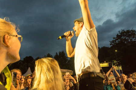 Kiel, Germany - June 24th 2016: The Band Jupiter Jones plays during the Kieler Week 2016のeditorial素材
