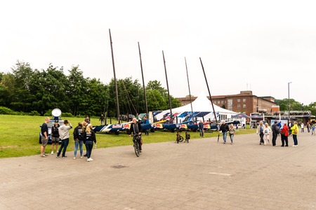 Kiel, Germany - May 29th 2016: Preparings for the start of the semi-final of the Red Bull Foiling Generationのeditorial素材
