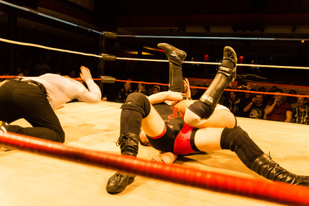 Kiel, Germany. 15th October, 2016. Kid Fite defends his UEWA European Cruiserweight Championship in a Triple-Threat-Match over Kay Jutler and Michael Knightのeditorial素材