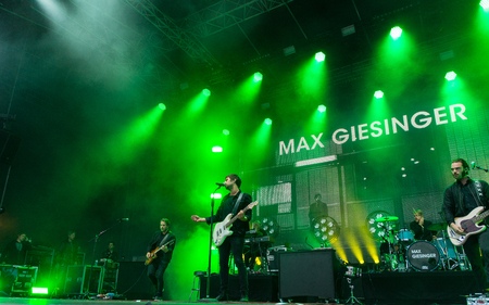 KIEL, GERMANY - June 16 2017: The singersongwriter Max Giesinger is performing on the NDR BÃ¼hne at the Soundcheck Friday during the Kieler Woche 2017のeditorial素材