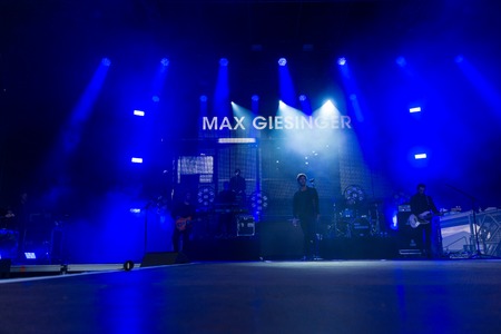 KIEL, GERMANY - June 16 2017: The singersongwriter Max Giesinger is performing on the NDR BÃ¼hne at the Soundcheck Friday during the Kieler Woche 2017のeditorial素材