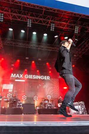 KIEL, GERMANY - June 16 2017: The singersongwriter Max Giesinger is performing on the NDR BÃ¼hne at the Soundcheck Friday during the Kieler Woche 2017のeditorial素材