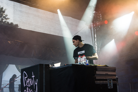 KIEL, GERMANY - June 17 2017:  DJ Beauty and the Beats on the Radio BOB! Camp during the Kieler Woche 2017のeditorial素材