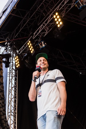 Kiel, Germany - June 19th 2017: The Rapper Samy Deluxe is performing on the HÃ¶rn stage during the Kieler Woche 2017のeditorial素材