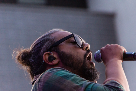 Kiel, Germany - June 19th 2017: The Rapper Samy Deluxe is performing on the HÃ¶rn stage during the Kieler Woche 2017のeditorial素材