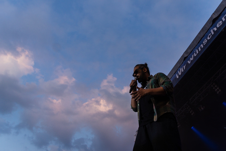 Kiel, Germany - June 19th 2017: The Rapper Samy Deluxe is performing on the HÃ¶rn stage during the Kieler Woche 2017のeditorial素材