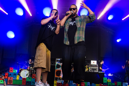 Kiel, Germany - June 19th 2017: The Rapper Samy Deluxe is performing on the HÃ¶rn stage during the Kieler Woche 2017のeditorial素材