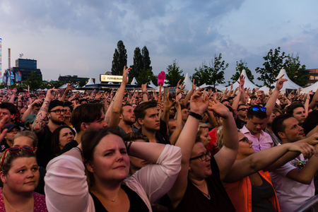 Kiel, Germany - June 19th 2017: The Rapper Samy Deluxe is performing on the HÃ¶rn stage during the Kieler Woche 2017のeditorial素材