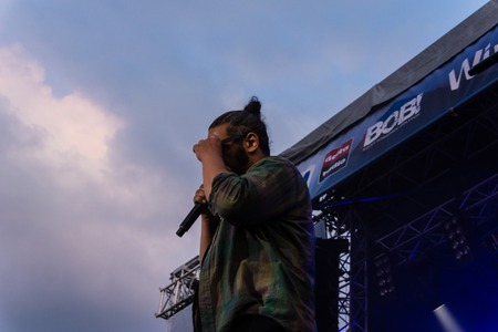 Kiel, Germany - June 19th 2017: The Rapper Samy Deluxe is performing on the HÃ¶rn stage during the Kieler Woche 2017のeditorial素材