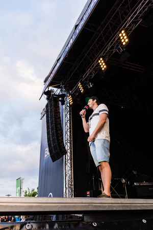 Kiel, Germany - June 19th 2017: The Rapper Samy Deluxe is performing on the HÃ¶rn stage during the Kieler Woche 2017のeditorial素材