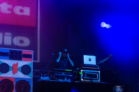 Kiel, Germany - June 19th 2017: The Rapper Samy Deluxe is performing on the HÃ¶rn stage during the Kieler Woche 2017のeditorial素材