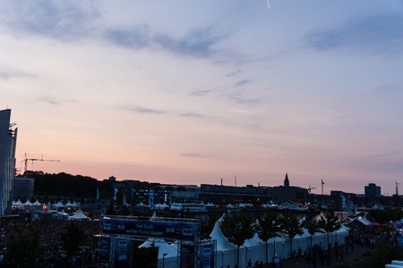 Kiel, Germany - June 19th 2017: The Rapper Samy Deluxe is performing on the HÃ¶rn stage during the Kieler Woche 2017のeditorial素材