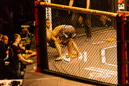 Hamburg, Germany - Nov 18th, 2017: The fight between Idris Aloulou and Jonathan Grenon during We Love MMA 34 のeditorial素材