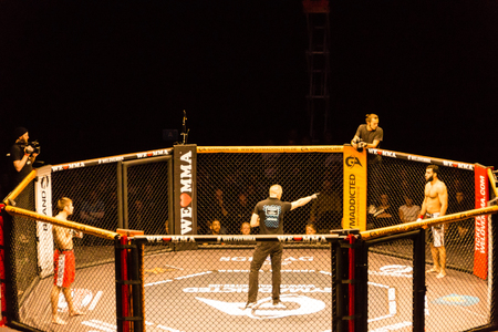 Hamburg, Germany - Nov 18th, 2017: The fight between Ali Ramadan and Aaron Fröhlich during We Love MMA 34 のeditorial素材