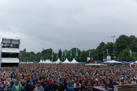Kiel, Germany - June 23, 2018:  Public Viewing of the Football Game Germany vs. Sweden in Front of the NDR Stage during Kieler Woche 2018のeditorial素材