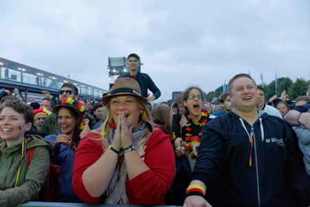 Kiel, Germany - June 23, 2018:  Public Viewing of the Football Game Germany vs. Sweden in Front of the NDR Stage during Kieler Woche 2018のeditorial素材