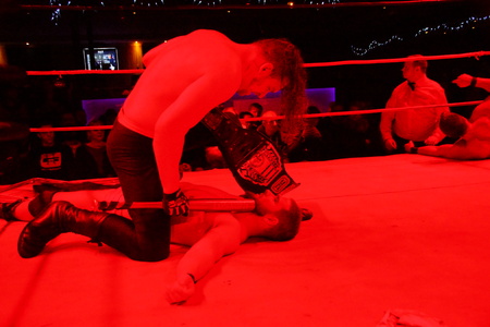 Kiel, Germany - December 08, 2018. The Purge Match (TLC) between Muskelkater and Purge Club for the Maximum Tag Team Titlesのeditorial素材