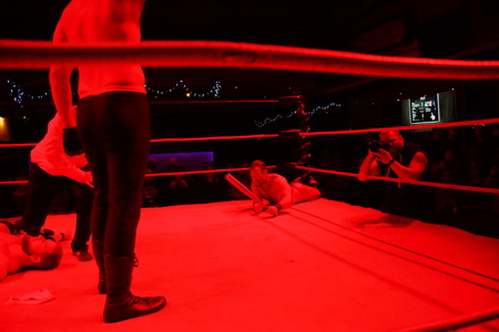 Kiel, Germany - December 08, 2018. The Purge Match (TLC) between Muskelkater and Purge Club for the Maximum Tag Team Titlesのeditorial素材